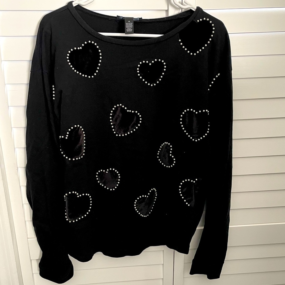 Velvet Pearl Heart Sweater